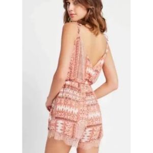 BCBGeneration Floral Pink Lace Romper Size L